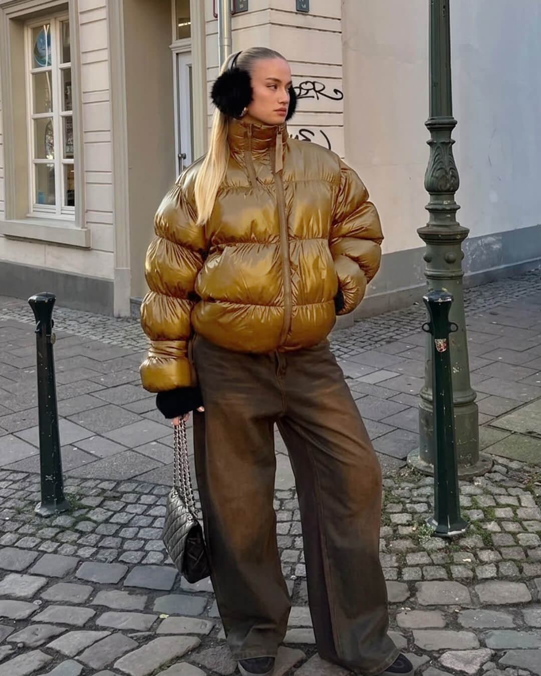 SOKYND Linda Shiny Puffer Jacket JacketGoldS