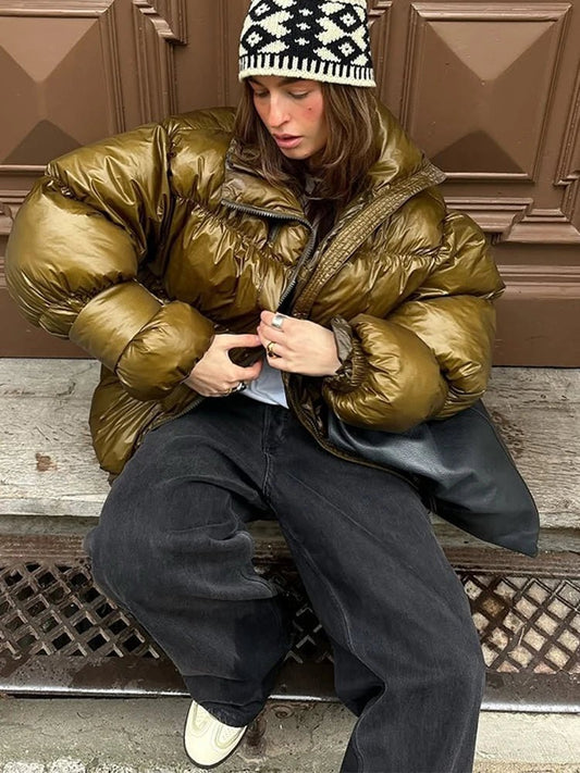 SOKYND Linda Shiny Puffer Jacket JacketSOKYND-789975-OLI-S-84855OliveS