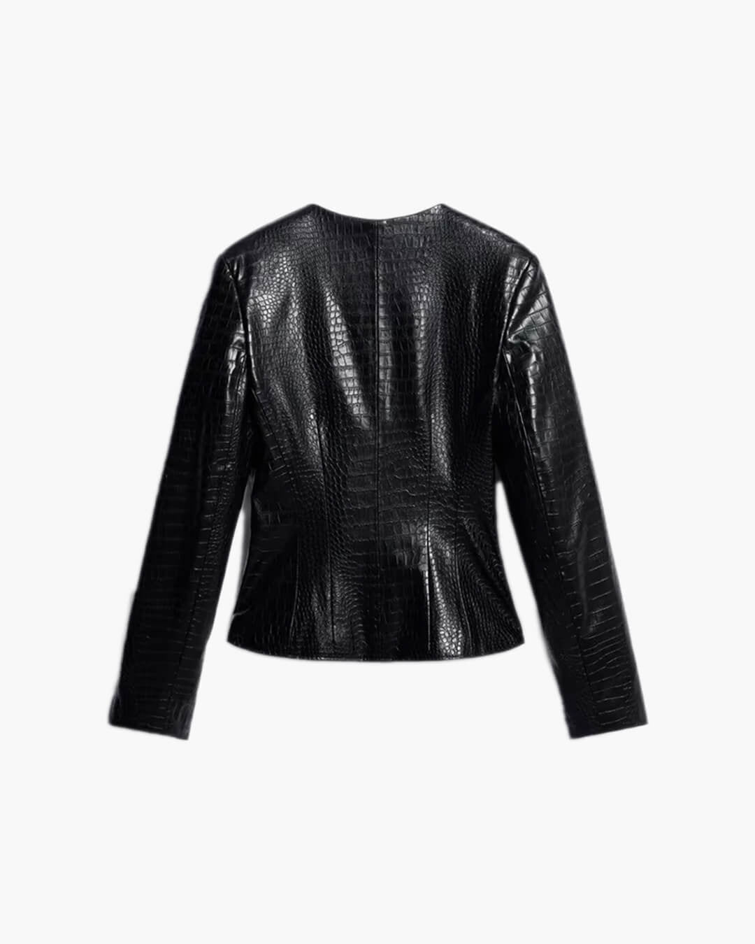 SOKYND Lola Croc Embossed Faux Leather Jacket JacketSOKYND-449943-BLA-S-51447BlackS