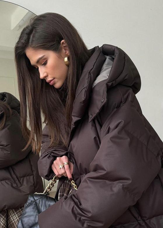 SOKYND Lola Oversized Puffer Jacket with Detachable Hood JacketSOKYND-468055-BRO-M-50167BrownM