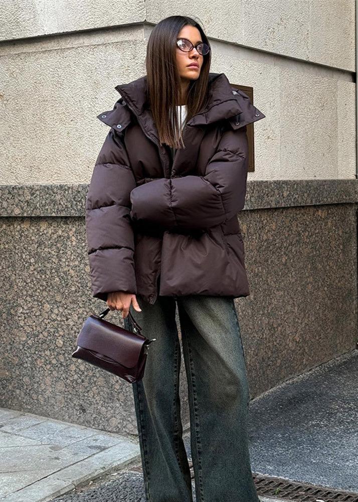 SOKYND Lola Oversized Puffer Jacket with Detachable Hood JacketSOKYND-468055-BRO-S-17399BrownS