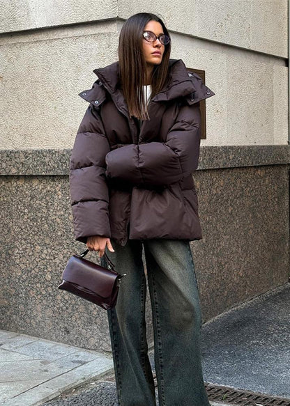 SOKYND Lola Oversized Puffer Jacket with Detachable Hood JacketSOKYND-468055-BRO-S-17399BrownS