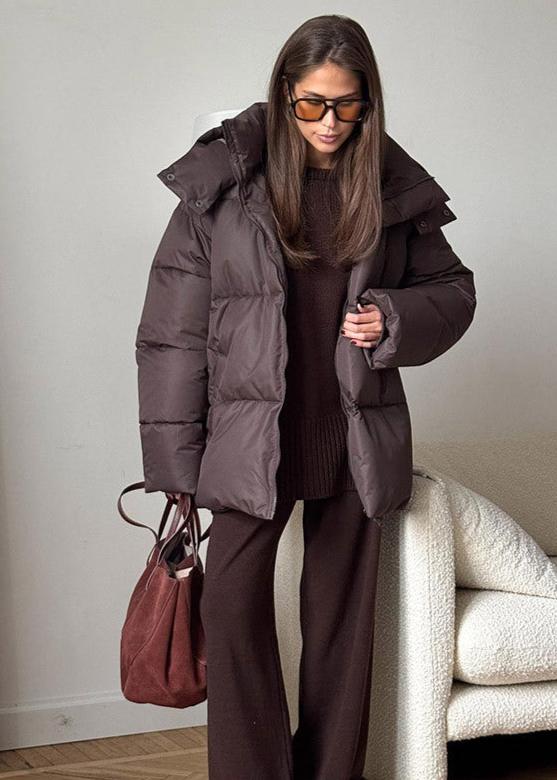 SOKYND Lola Oversized Puffer Jacket with Detachable Hood JacketSOKYND-468055-BRO-S-17399BrownS