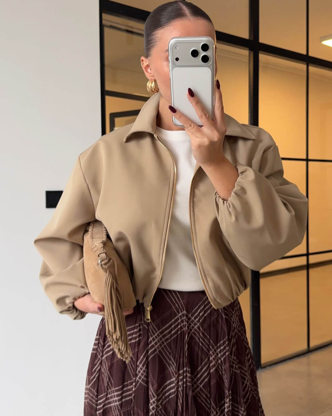 SOKYND Luana Puffed Bomber Jacket Coats & JacketsBeigeXS