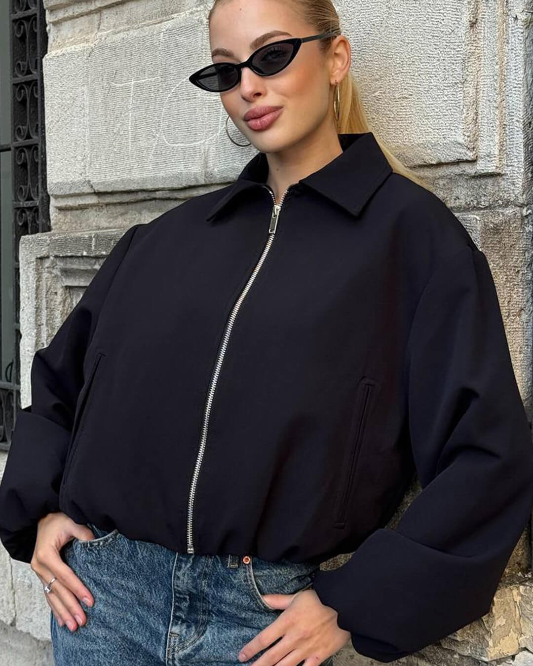 SOKYND Luana Puffed Bomber Jacket Coats & JacketsBlackXS