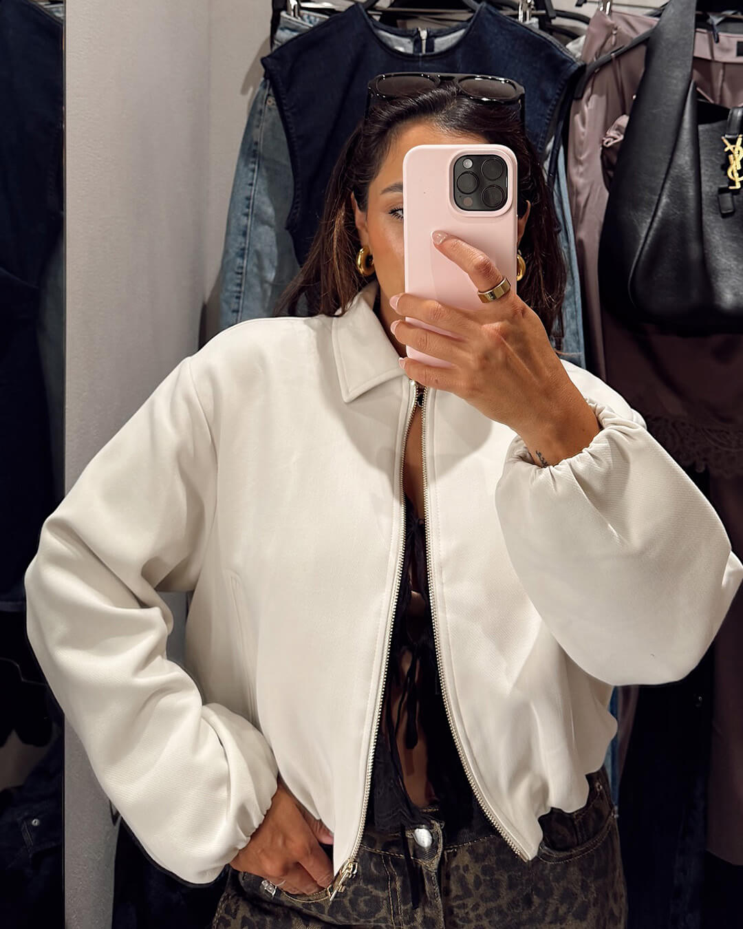 SOKYND Luana Puffed Bomber Jacket Coats & JacketsCreamXS
