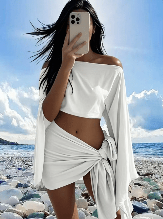 SOKYND Lucia Sarong & Off-Shoulder Top Set Matching SetspW1772580086487757240WhiteS