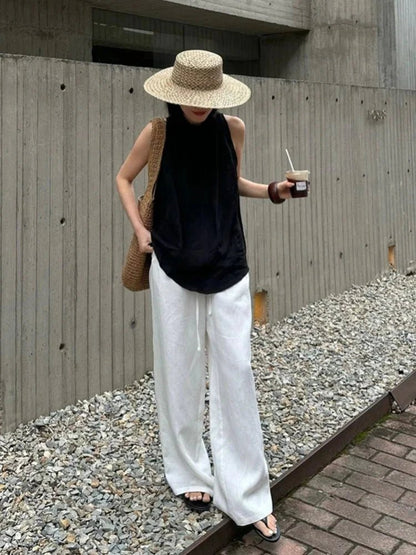 SOKYND Mabel Wide Leg Linen Pants BottomsWhiteXL