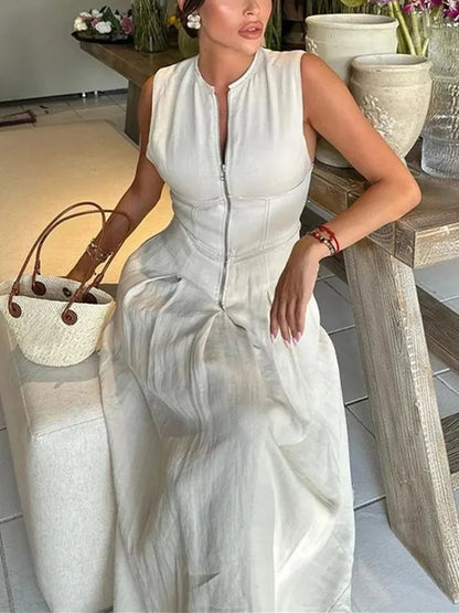 SOKYND Maisie Sleeveless Midi Dress DressSOKYND-195159-BEI-S-89015BeigeS