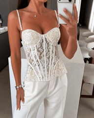 Camicetta bustier trasparente in pizzo Malina