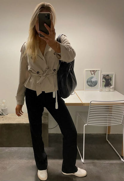 SOKYND Mara Stand Collar Crop Trenchcoat Coats & JacketsUj1774219786663952938IvoryS