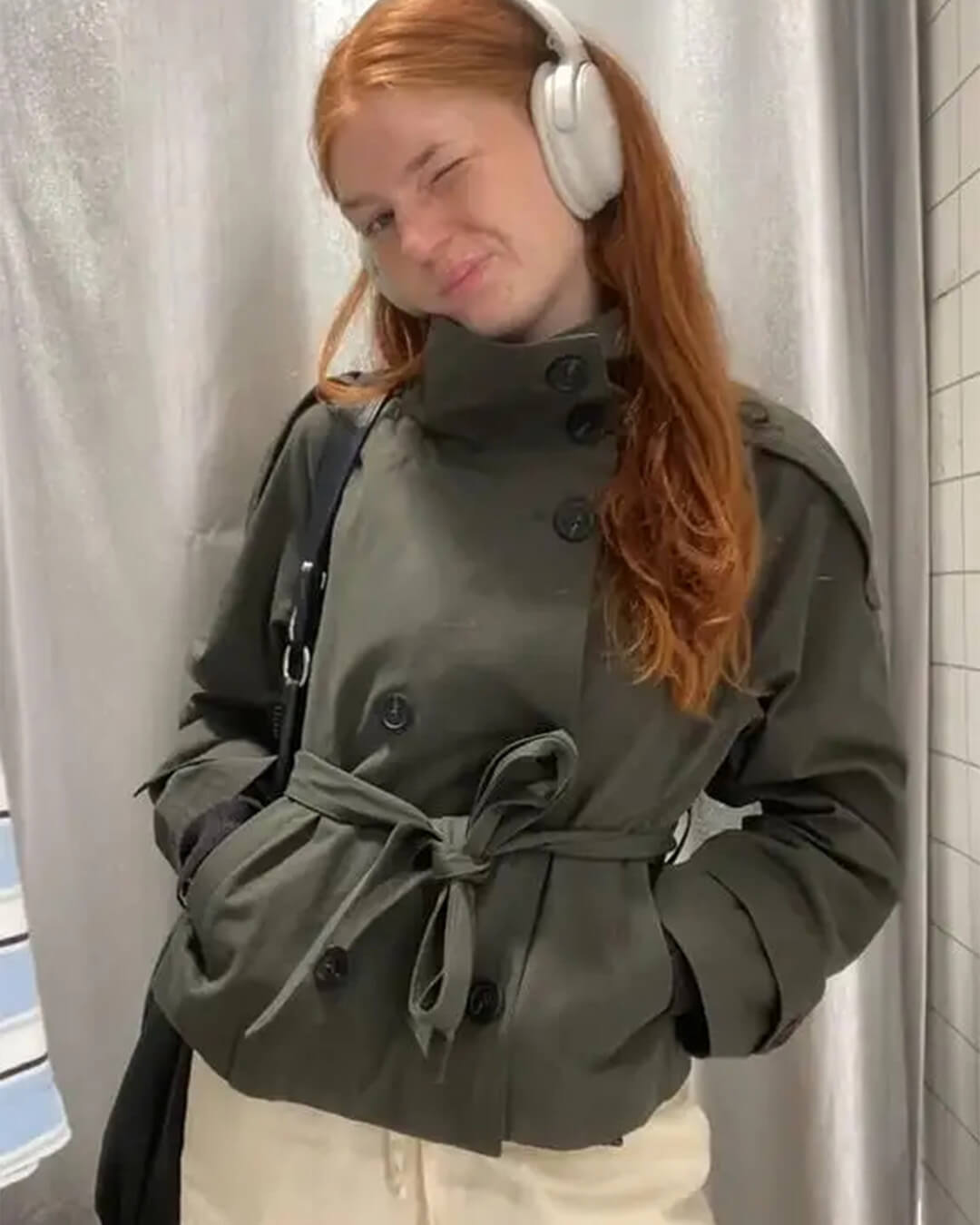 SOKYND Mara Stand Collar Crop Trenchcoat Coats & JacketsMB1774219786664609971OliveS