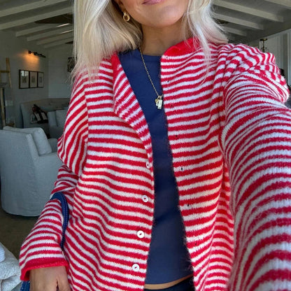 SOKYND Marivic Striped Cardigan Sweaters & CardigansRedS