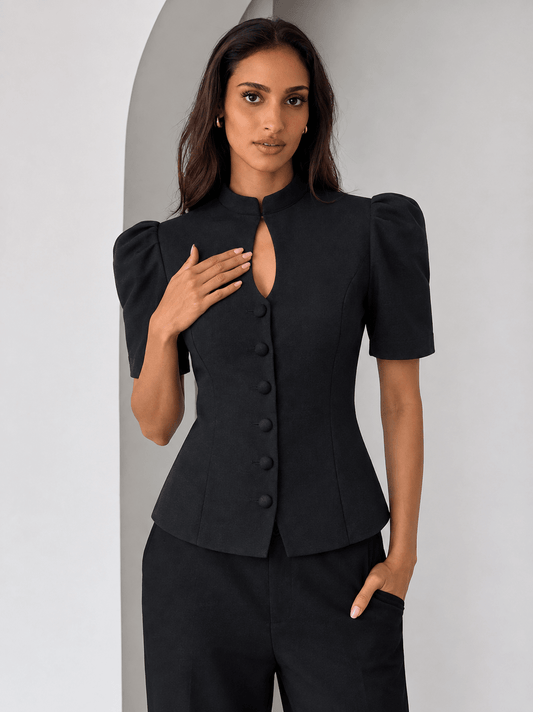 SOKYND Mary Stand Collar Top TopsSOKYND-801943-BLA-S-76599BlackS