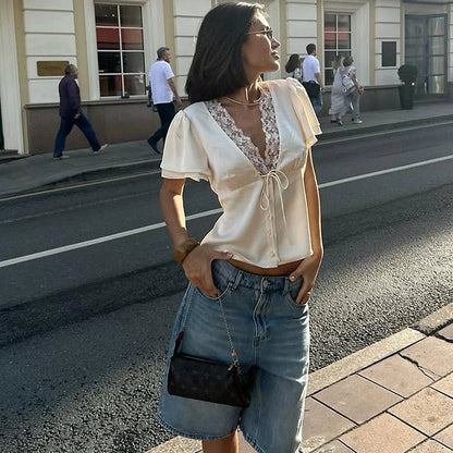 SOKYND Maya Satin Button-Up Blouse TopsSOKYND-116951-DEF-OS-18394BeigeL