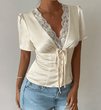 SOKYND Maya Satin Button-Up Blouse TopsSOKYND-116951-DEF-OS-18393BeigeM