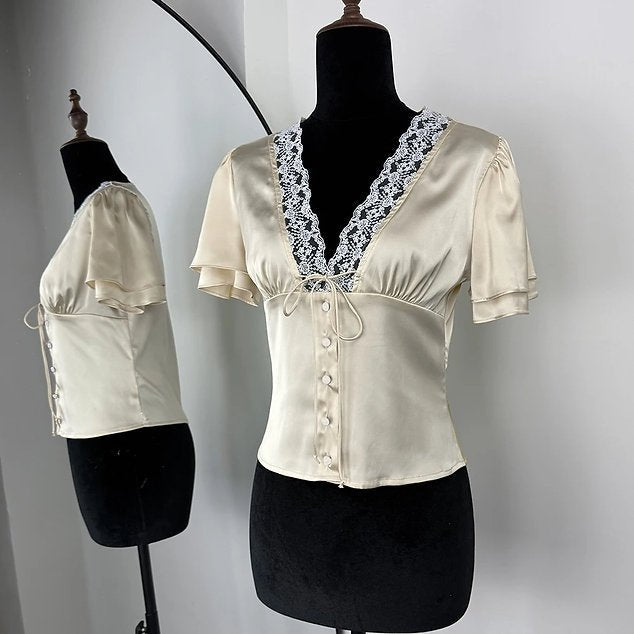 SOKYND Maya Satin Button-Up Blouse TopsSOKYND-116951-DEF-OS-18392BeigeS