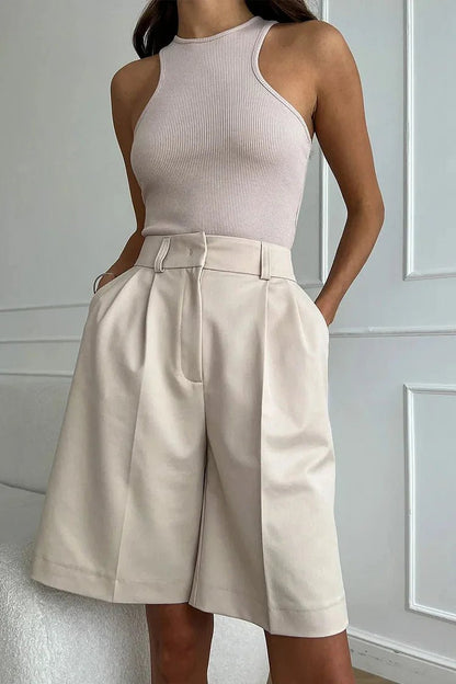 SOKYND Meghan High Waist Pleated Shorts Bottoms1005005675302846-;dA1774905278646140260WhiteS