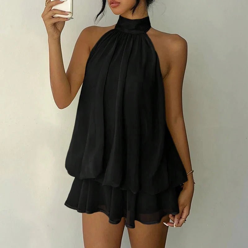SOKYND Melisande Halter Backless Mini Dress DressBlackS