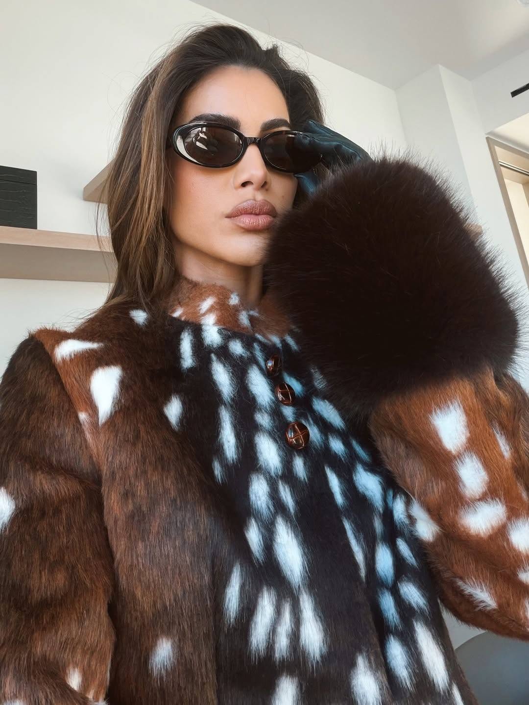 SOKYND Melissa Contrast Cuff Faux Fur Jacket JacketSOKYND-006551-1AS-M-28567BrownM