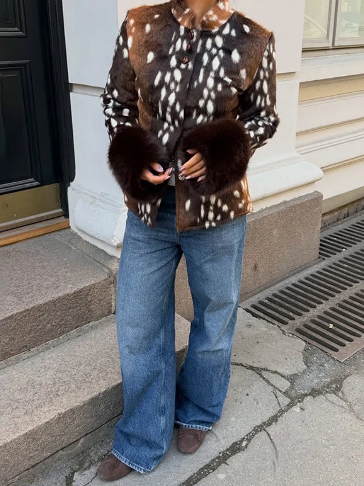 SOKYND Melissa Contrast Cuff Faux Fur Jacket JacketSOKYND-006551-1AS-S-95799BrownS