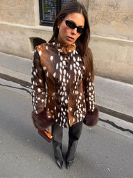 Melissa Contrast Cuff Faux Fur Jacket