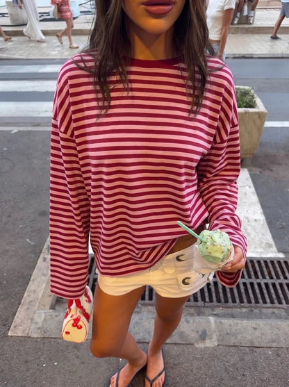 SOKYND Melissa Striped Oversized Knit Sweater SweaterSOKYND-358871-PIN-XS-25943PinkXS