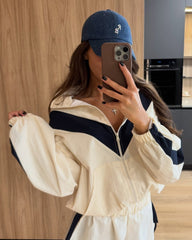 Miriam Chevron Windbreaker Shorts Set