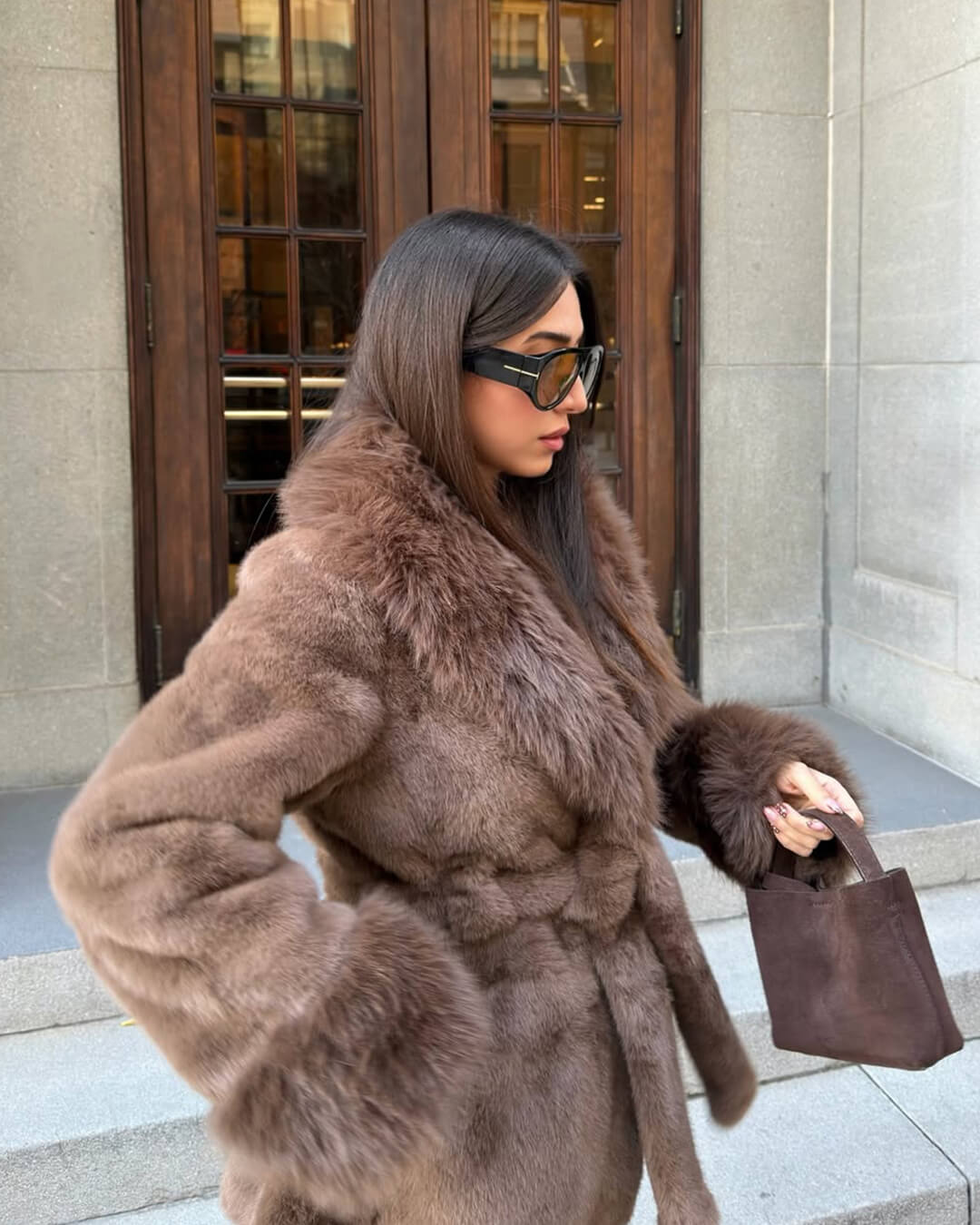 SOKYND Miriam Faux Fur Trim Coat CoatSOKYND-365143-BRO-S-57239BrownS