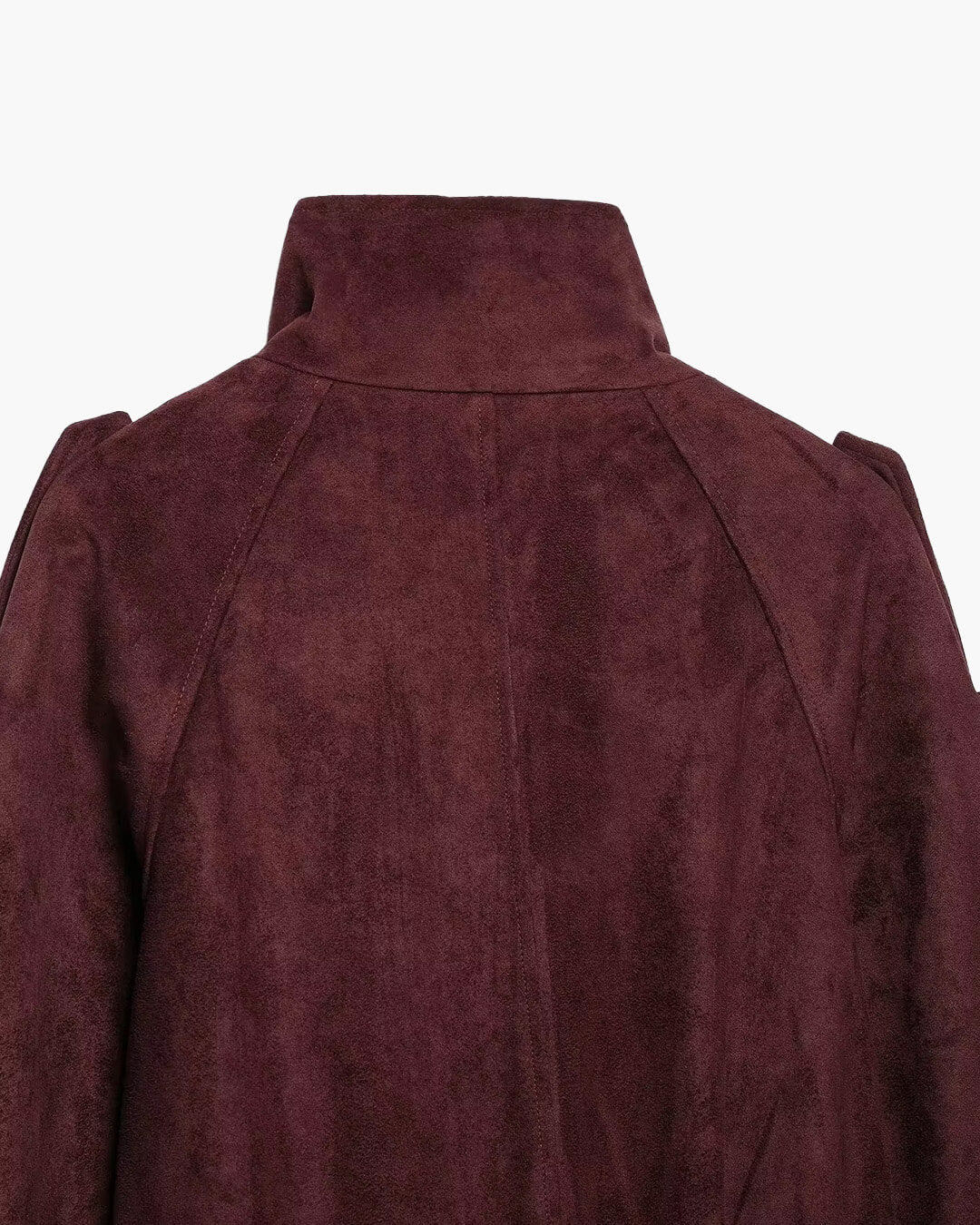 SOKYND Miriam Funnel Neck Faux Suede Belted Jacket JacketSOKYND-822743-BUR-M-24119BurgundyM
