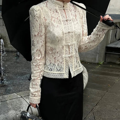 SOKYND Nicole Long Sleeve Lace Blouse Tops1005009268939981-;Wk1772479402477993212BeigeS
