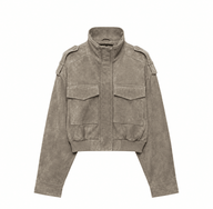 Nina Faux Suede Cropped Jacket
