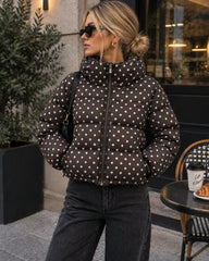 Nora Polka Dot Cropped Puffer Jacket