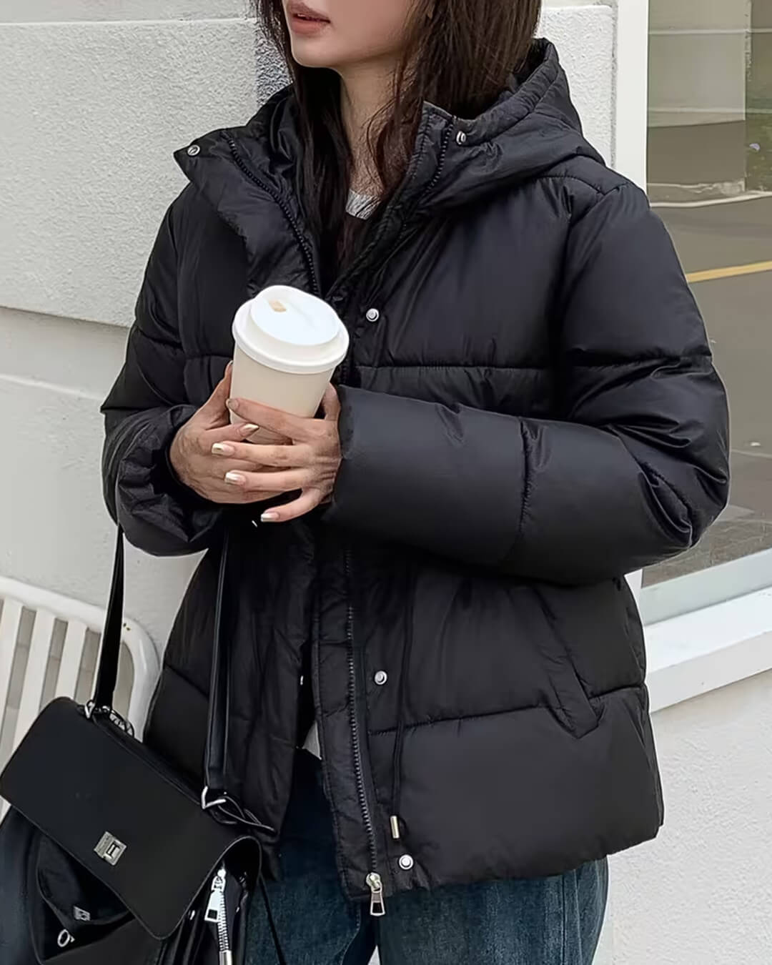 SOKYND Olivia Oversized Drawstring Waist Puffer Jacket JacketBlackS