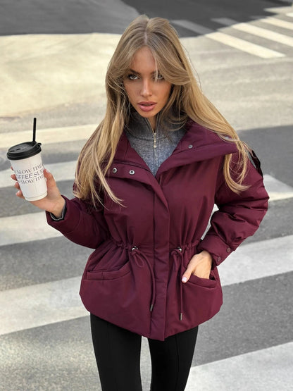 SOKYND Olivia Oversized Drawstring Waist Puffer Jacket JacketSOKYND-246423-PUR-L-00183PurpleL