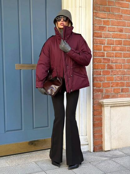 SOKYND Olivia Oversized Drawstring Waist Puffer Jacket JacketSOKYND-246423-PUR-M-67415PurpleM