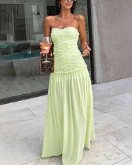 Oriane Strapless Floral Lace Maxi Dress