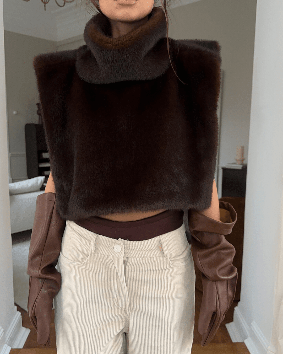 SOKYND Parker Faux Fur Turtleneck Vest VestSOKYND-068951-BRO-S-79319BrownS