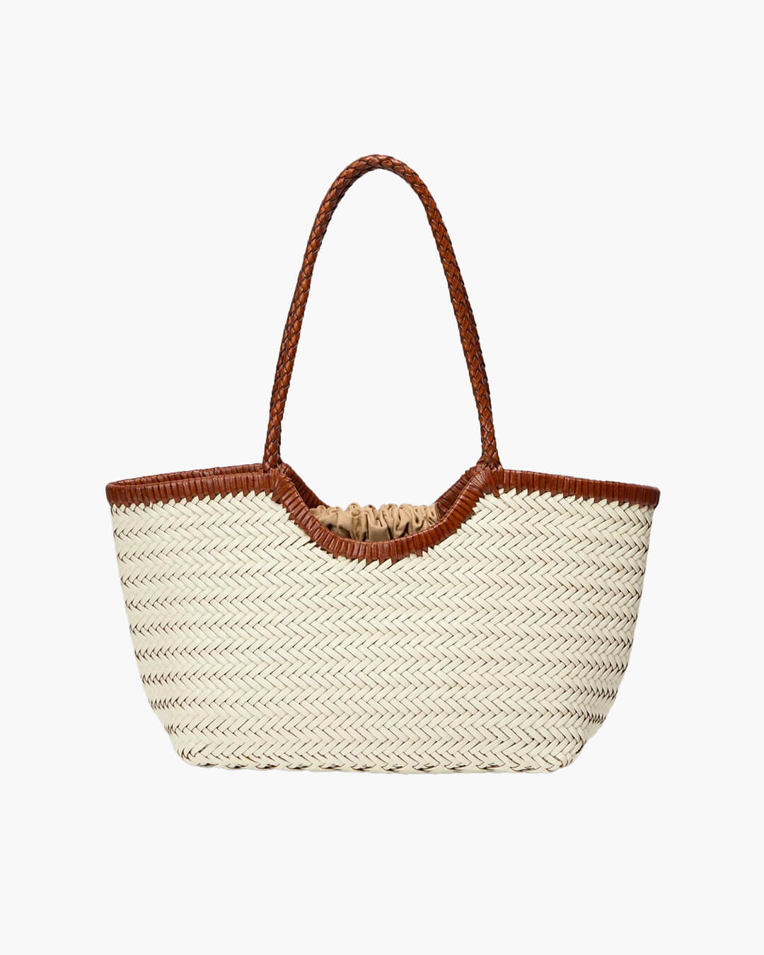 SOKYND Petra Handwoven Leather Tote Bag BagsIvoryL