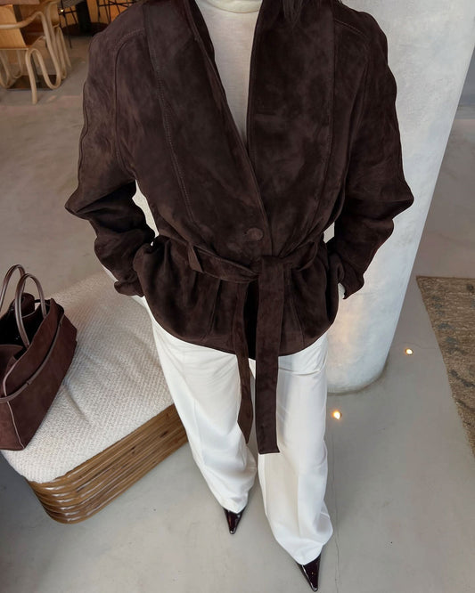 SOKYND Rebecca Belted Suede Trench Coat CoatSOKYND-557271-BRO-L-29847BrownL
