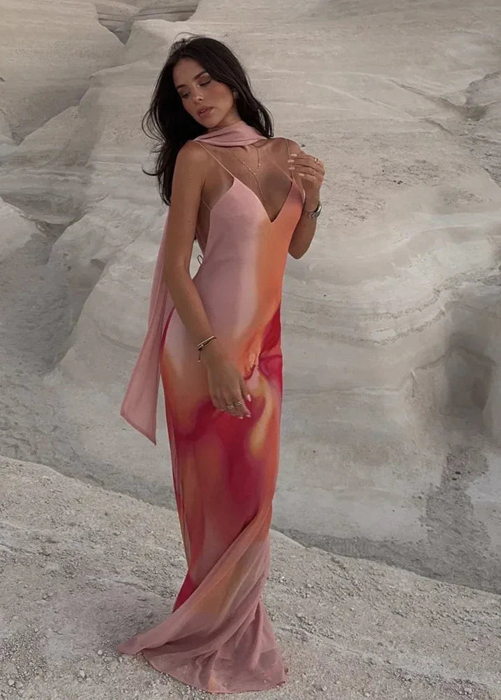 SOKYND Remy Open-Back Ombre Satin Maxi Dress DressSOKYND-790295-ORA-XS-86295OrangeXS