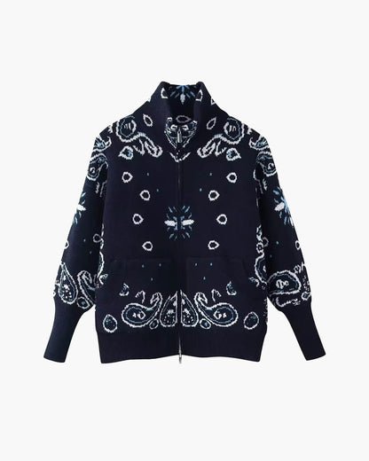SOKYND Ruth Paisley Zip-Up Knit Jacket JacketSOKYND-675863-OLI-M-09559Olive GreenM