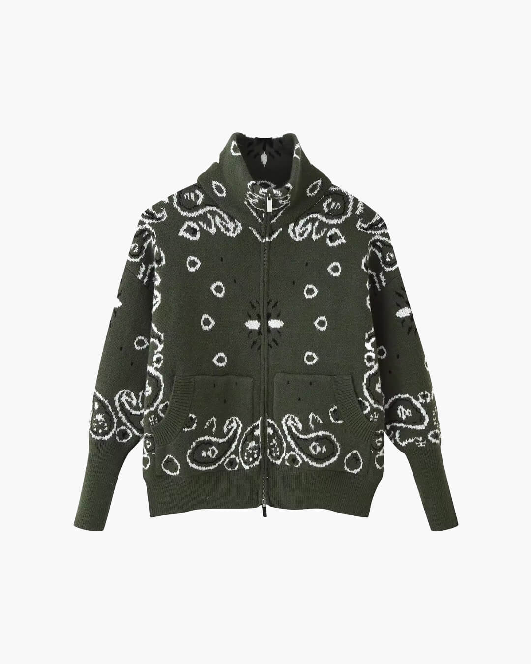 SOKYND Ruth Paisley Zip-Up Knit Jacket JacketSOKYND-675863-BUR-S-47415RedS