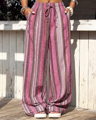 Ruth Wide-Leg Striped Pants