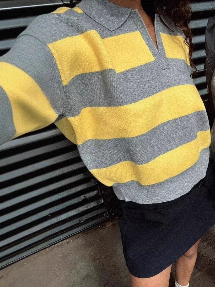 SOKYND Sabine Striped V-Neck Knit Pullover TopsSOKYND-951831-DEF-S-78007S