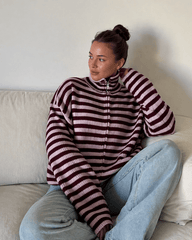 Sarah Striped High-Neck Knit Sweater
