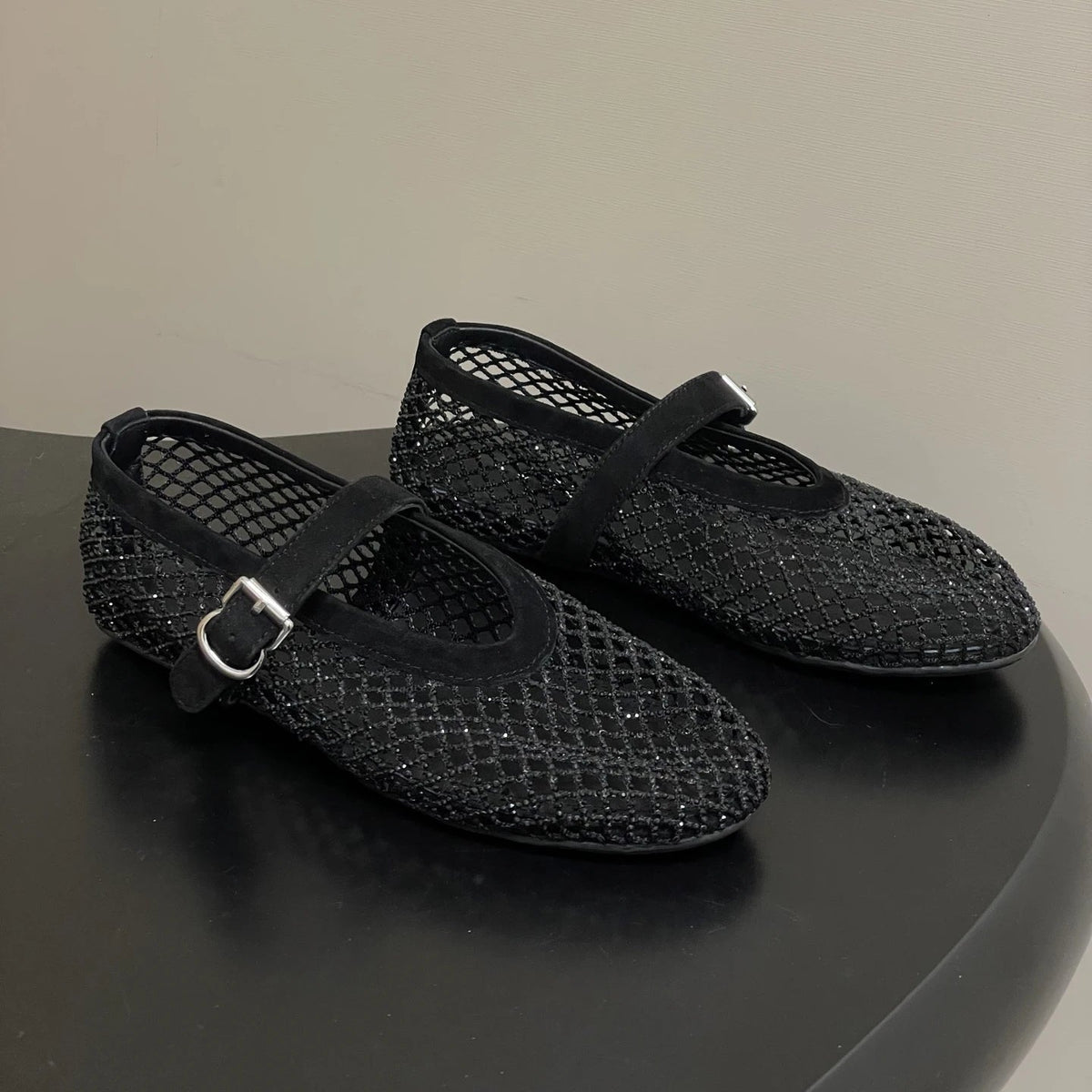 Ballerine Rebecca in mesh con strass