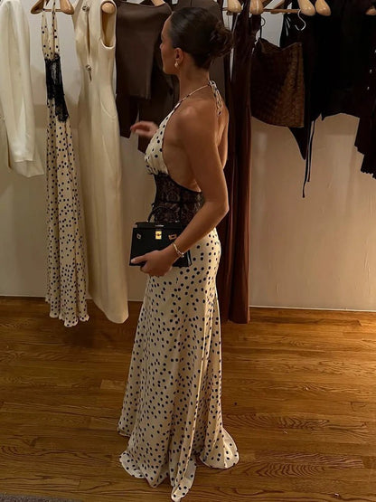 SOKYND Sophia Polka Dot Halter Maxi Dress DressSOKYND-428439-S-OS-64695S
