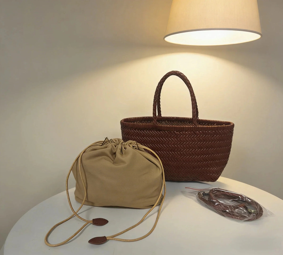 SOKYND Stellina Handwoven Leather Tote Bag BagsBrown