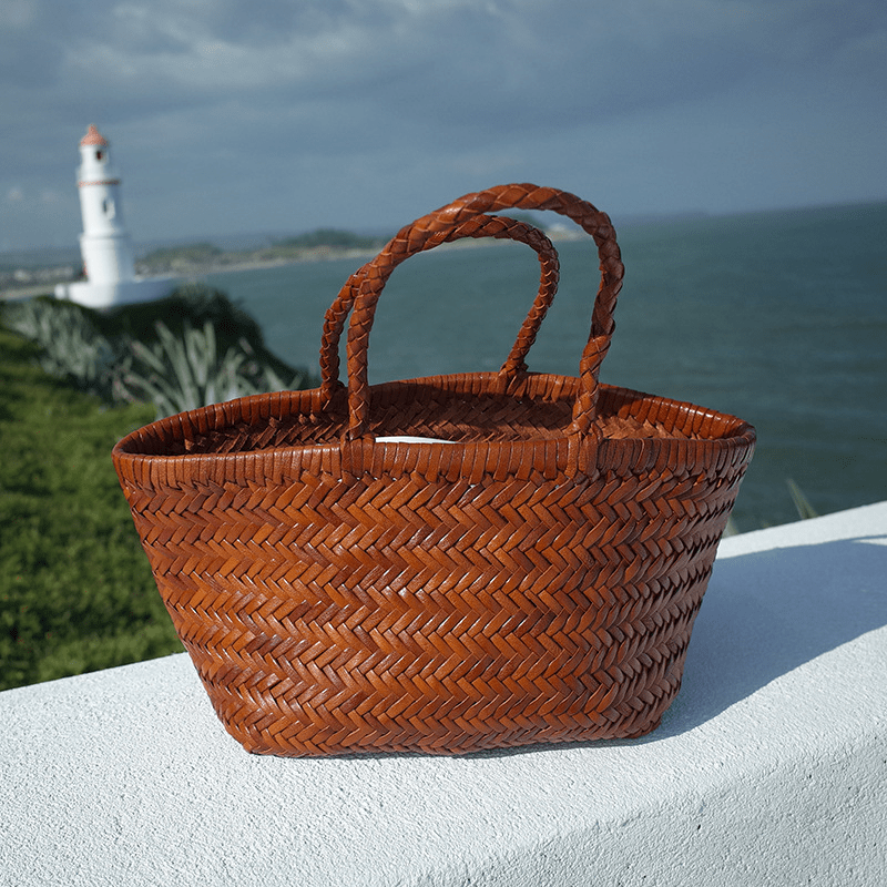 SOKYND Stellina Handwoven Leather Tote Bag BagsBrown